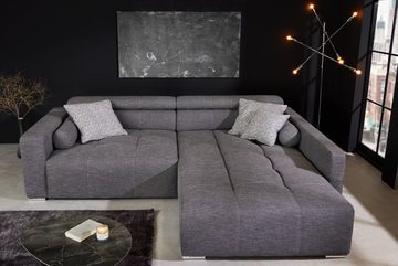 riess-ambiente Ecksofa GRANDEZZA 280cm grau, Einzelartikel 1 Teile, XXL Couch · Stoff · verstellbare Kopfteile · inkl. Kissen · Design