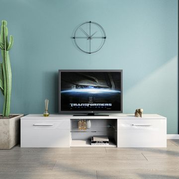 Mondeer Lowboard, TV-Schrank, LED-TV-Ständer, TV-Board, mit 16-Farben-LED-RGB-Leuchten