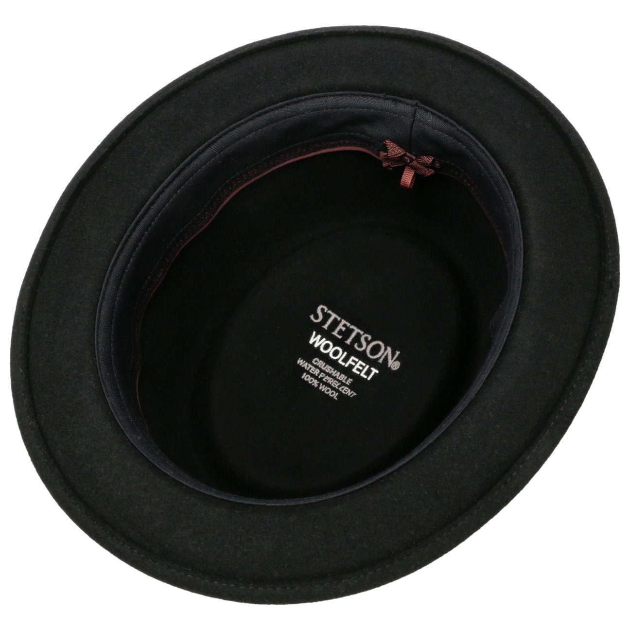 Fedora Stetson Ripsband mit (1-St) Wollfilzhut schwarz