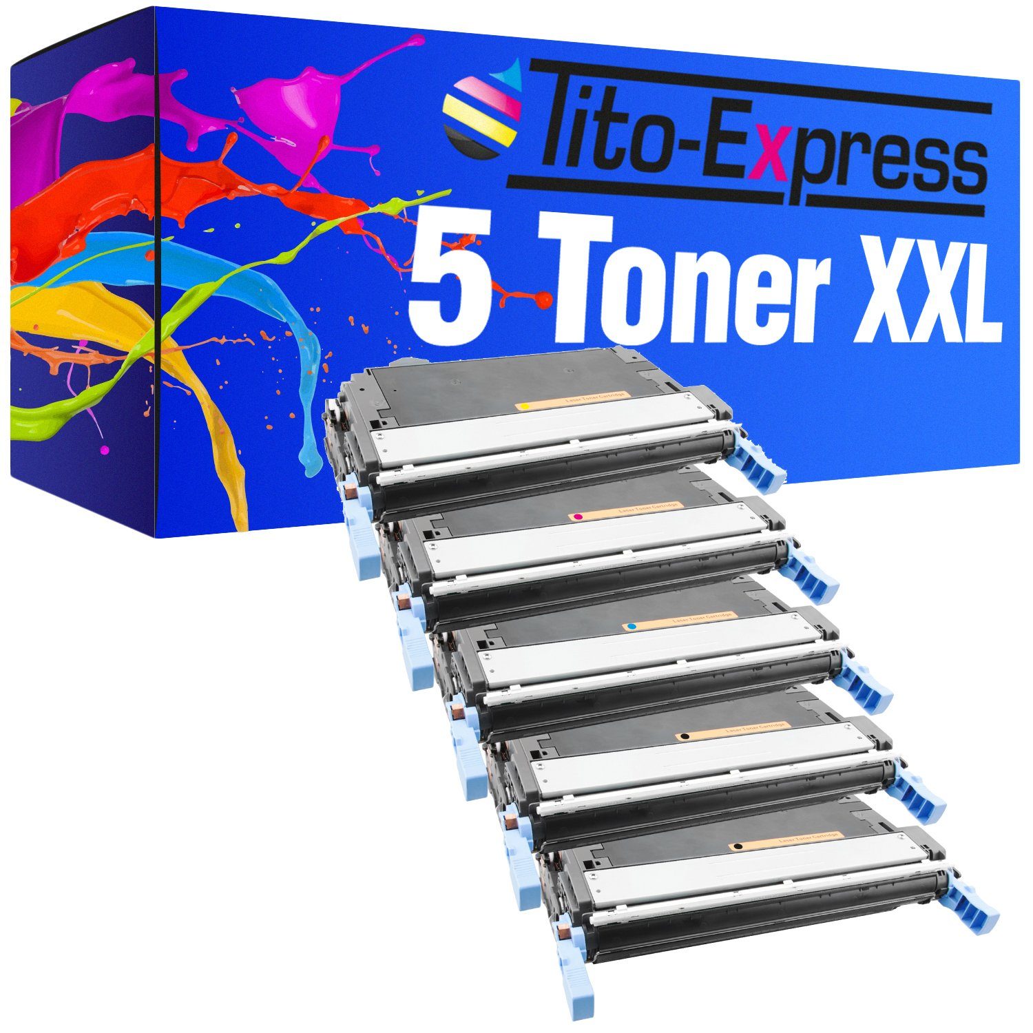Tito-Express Tonerpatrone 5er Set ersetzt HP Q6460A HP Q6461A HP Q6462A HP Q6463A, für Color Laserjet 4730MFP 4730X MFP 4730XM MFP 4730XS MFP CM4700
