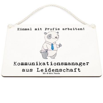 Mr. & Mrs. Panda Hinweisschild DIN A6 Kommunikationsmanager Leidenschaft - Weiß - Geschenk, Tür Schi, (1 St), Aufhängung inklusive