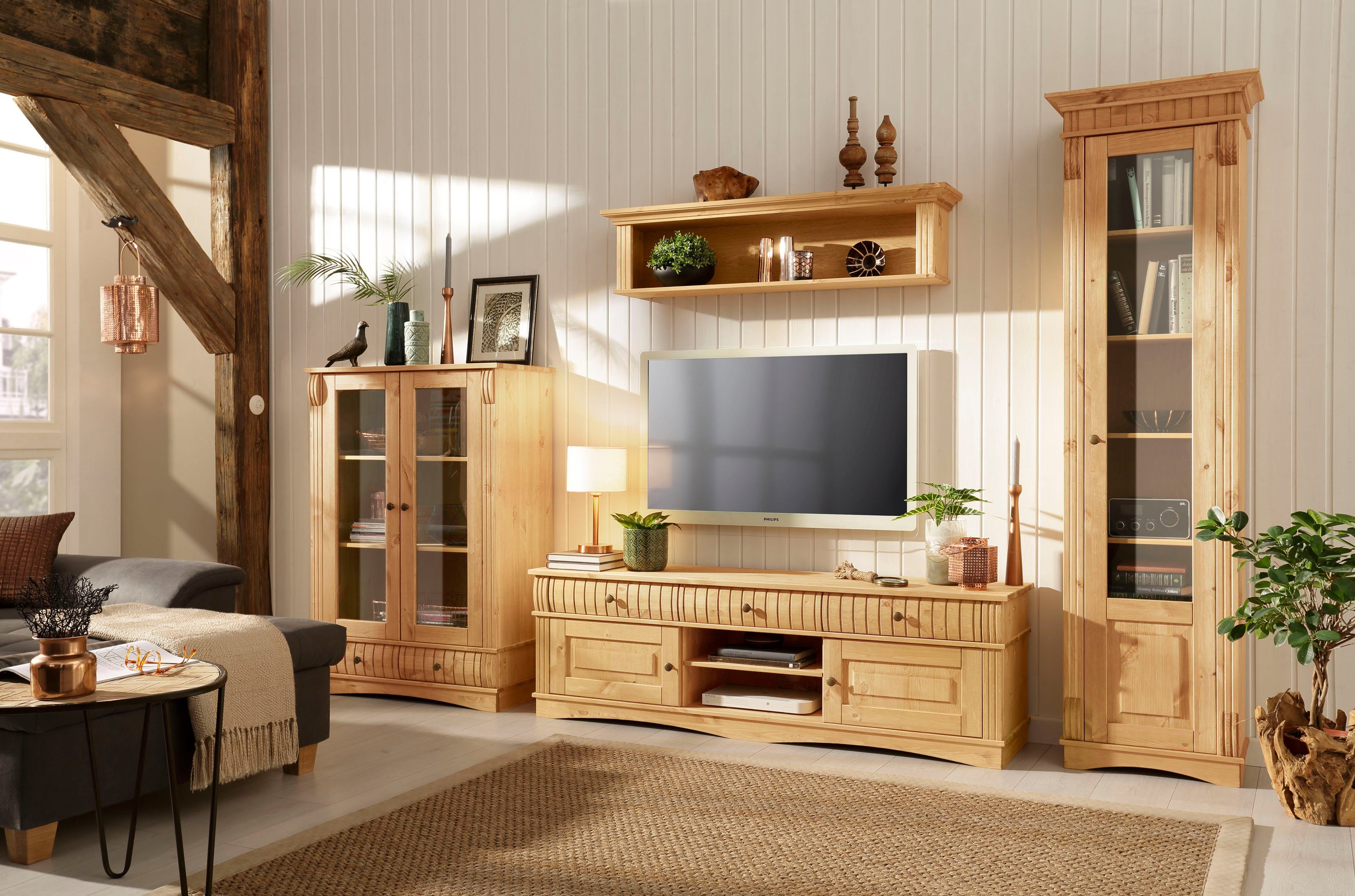 OTTO home Wohnwand Teresa, (Set, 3-St), bestehend aus 1 Vitrine klein, 1 Vitrine groß, 1 Lowboard