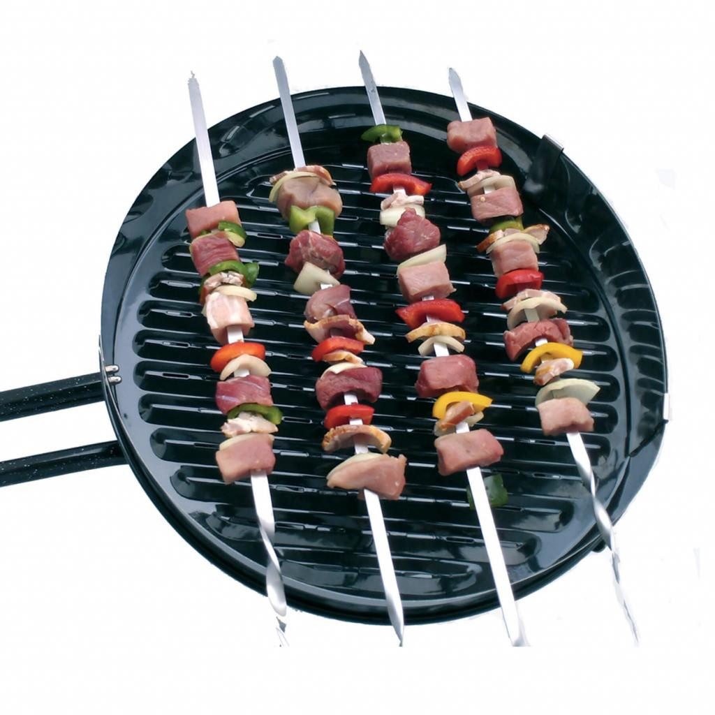 Paella World International Schaschlikspieße Edelstahl Set – 6-teilig, 50–60 cm, rostfrei & hitzebeständig, 6-teiliges Set, Hitzebeständig & rostfrei