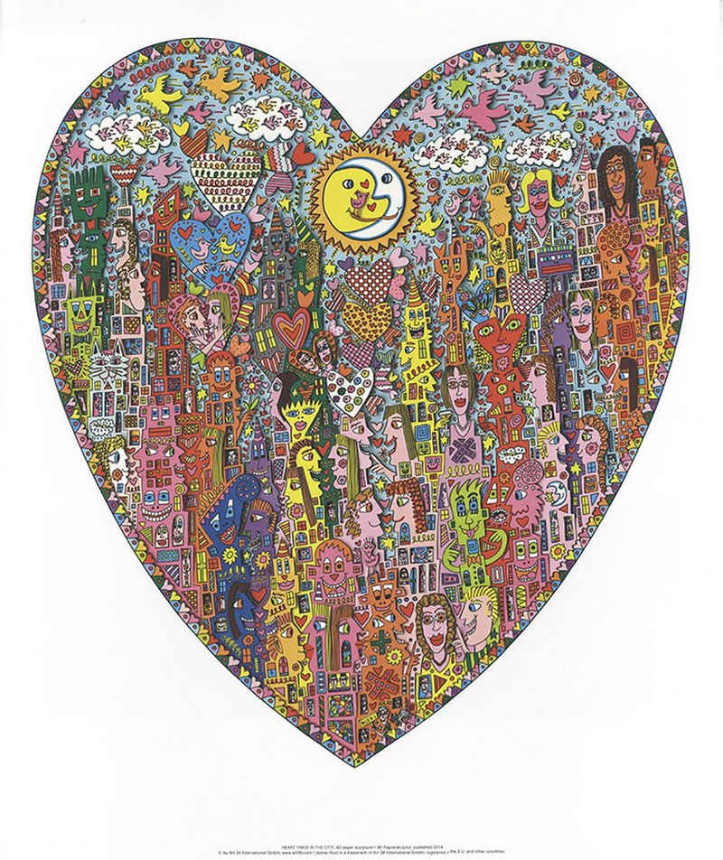 Kunstdruck Heart times in the city Herz Groß Bunt Sonne Poster Plakat Rizzi 114, (1 St)