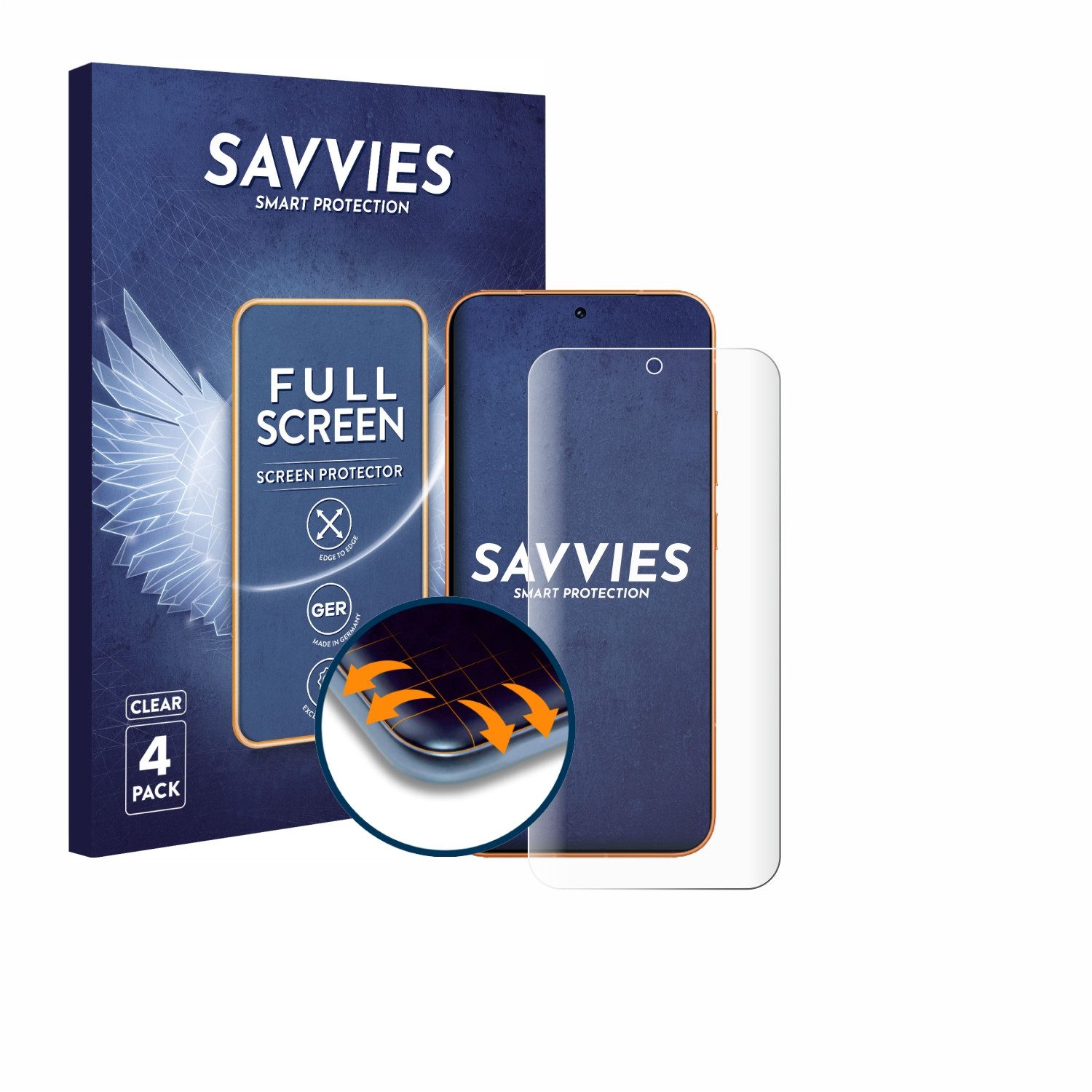 Savvies Displayschutzfolie Fullscreen Schutzfolie für Honor Magic 8 Pro Lite, 4 Stück, Displayschutz Folie Fullcover Klar Transparent