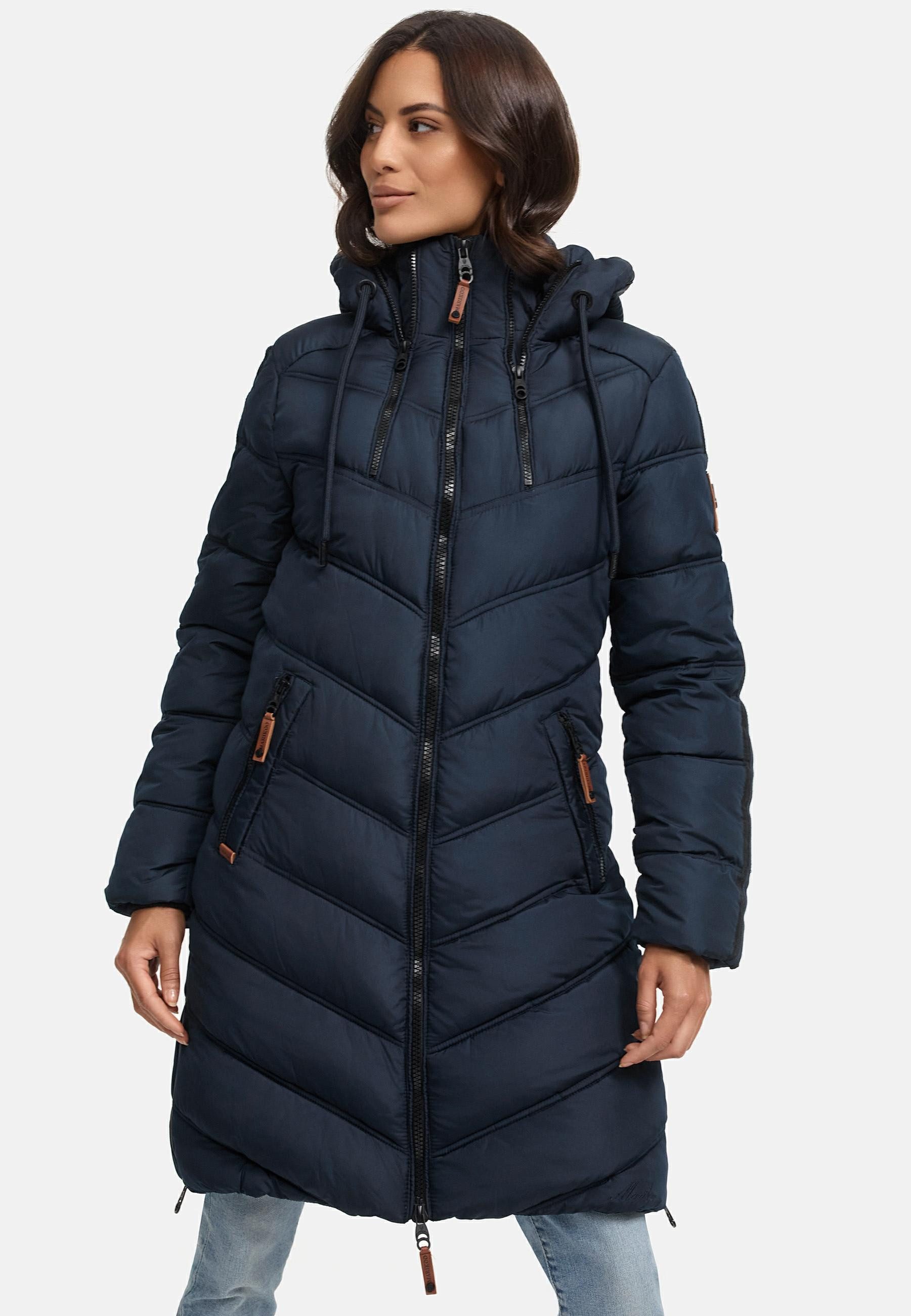 Marikoo Wintermantel Armasa modischer Damen Winter Steppmantel mit Kapuze – Bild 5 von 5