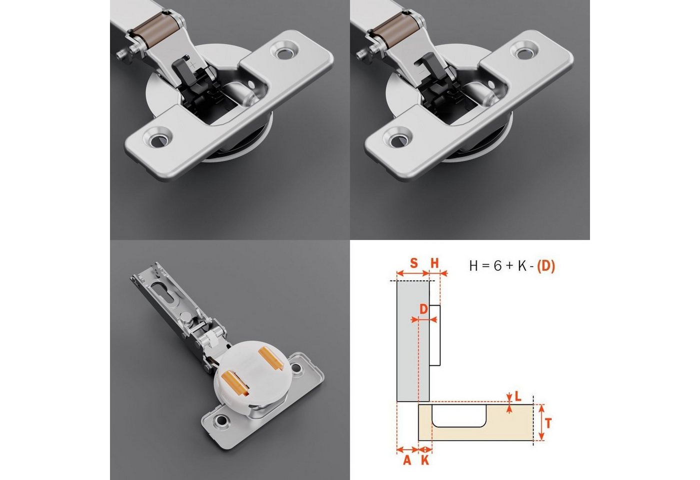Thumbnail - SO-TECH® Möbelbeschlag 2 x Salice Topfband S700 110° Bohrbild T52 Nickel matt MPL EXZ H3 (2 St)