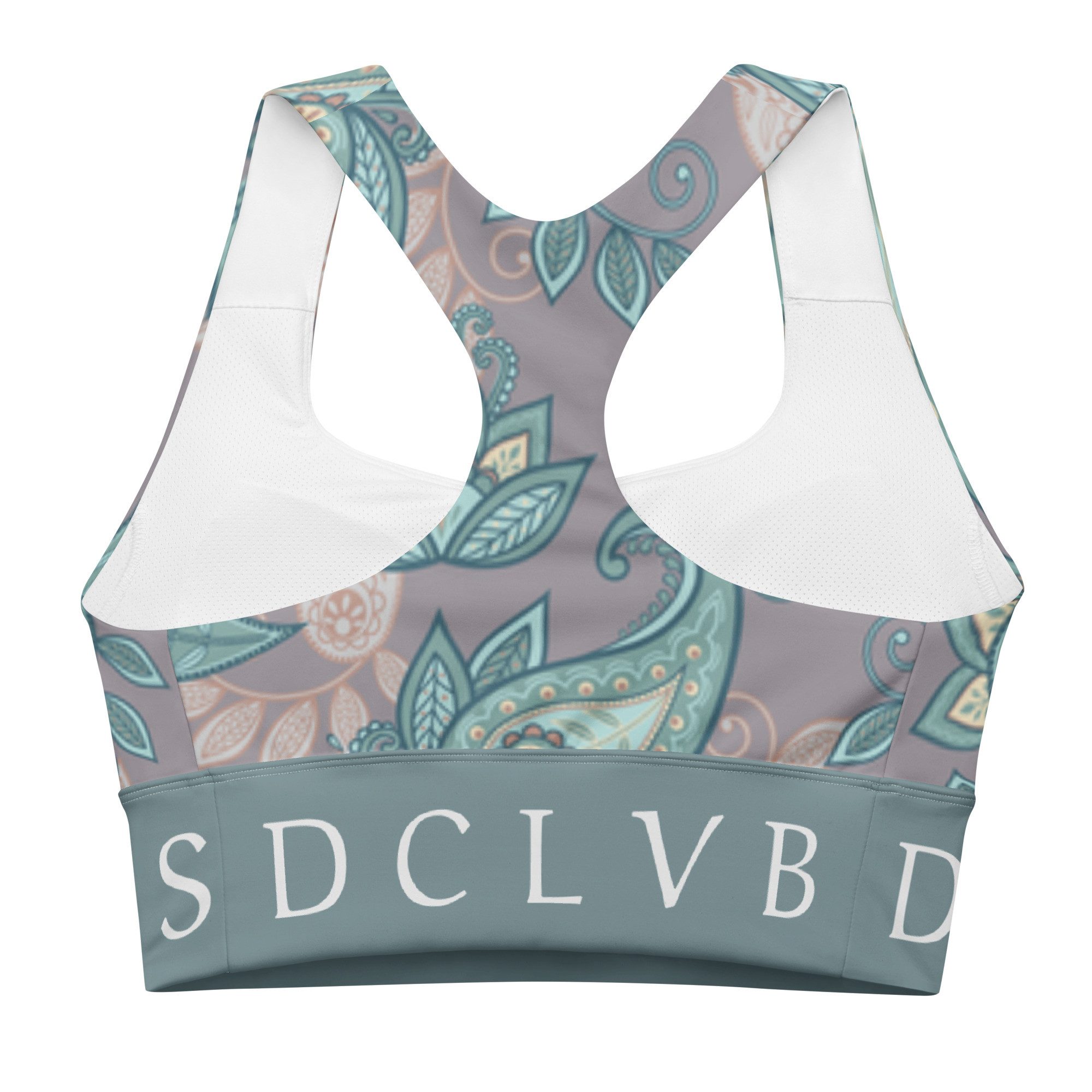 DECALVIBES Sport-BH Longline Sports Bra Vintage Leaves Longline Design, starker Halt, herausnehmbare Pads, atmungsaktiv