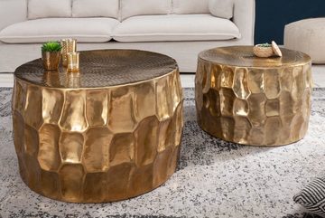 riess-ambiente Couchtisch ORGANIC ORIENT Ø55cm gold (Einzelartikel, 1-St), Wohnzimmer · Metall · rund · Hammerschlag 3D-Design · handmade