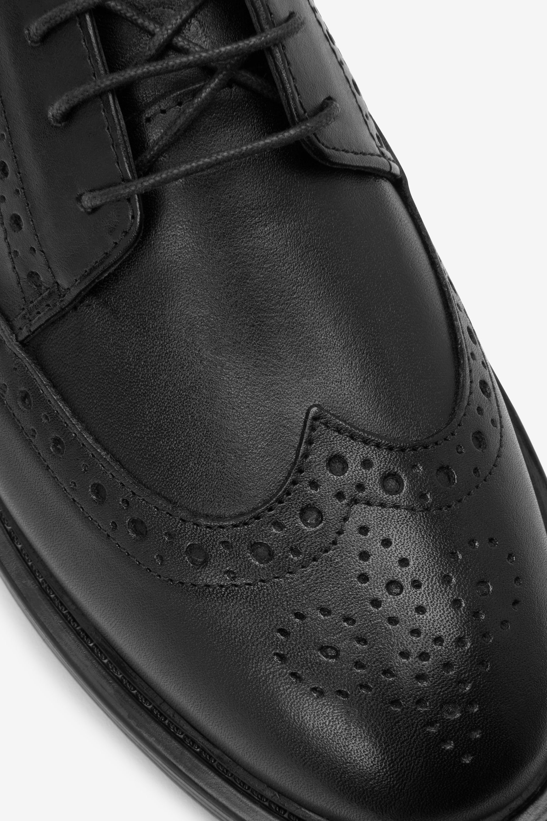 Schnüren Black Comfort Leder Schnürschuh aus (1-tlg) zum Next Brogues Forever