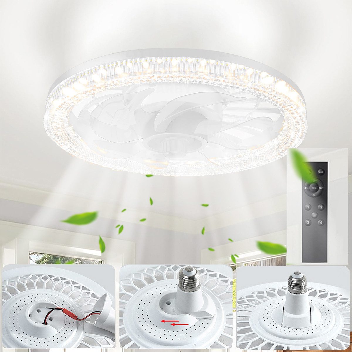ZEUOPQ Deckenleuchten Deckenventilatoren E27 LED Deckenventilator günstig online kaufen
