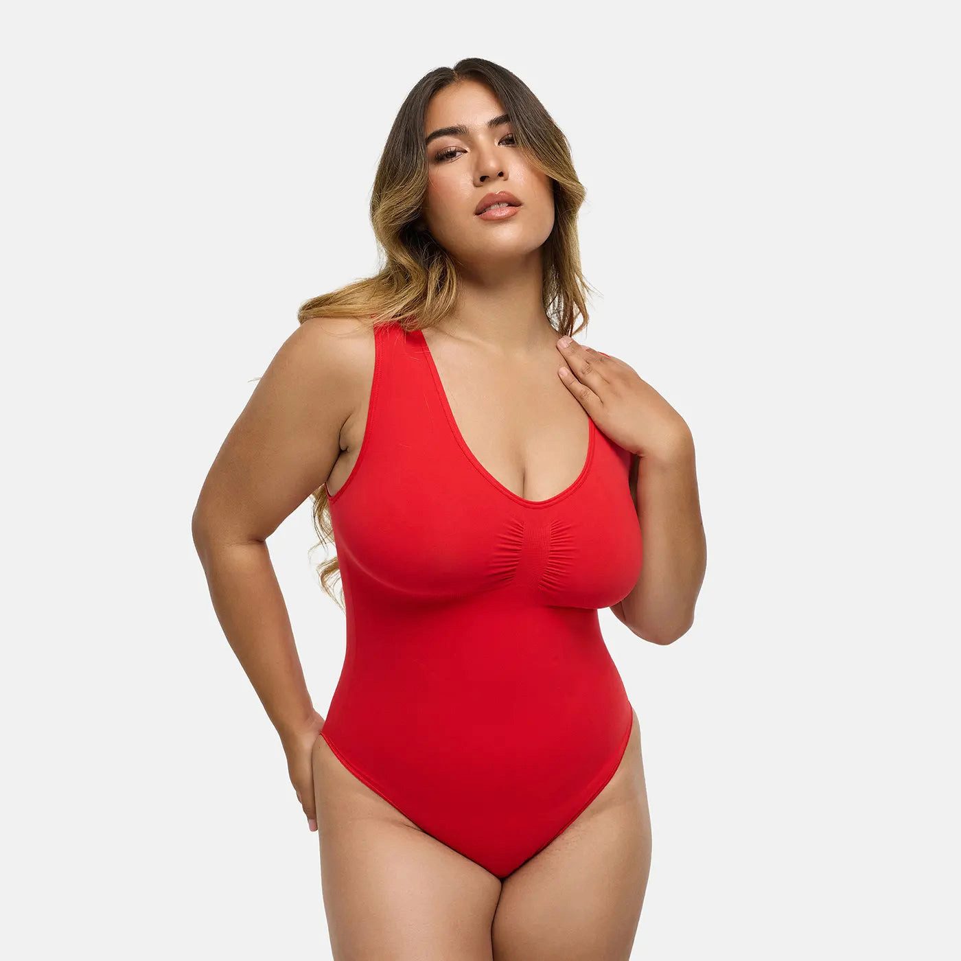 cfab (creamy fabrics) Shaping-Body Tank Bodysuit Sculpting Shapewear mit Slip-Fire Red-XS (1-tlg)