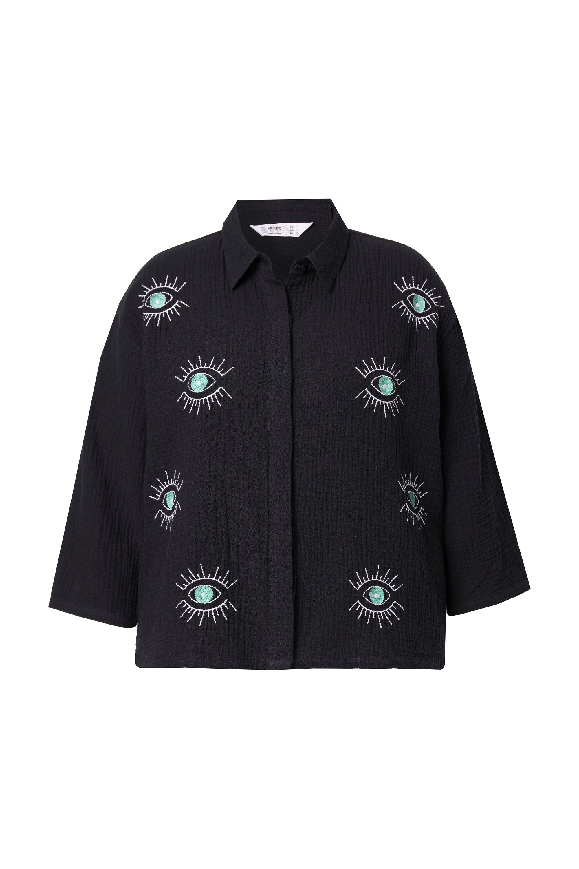 Angel of Style Hemdbluse Hemdbluse Boxy Fit Musselin Augen-Stickerei günstig online kaufen