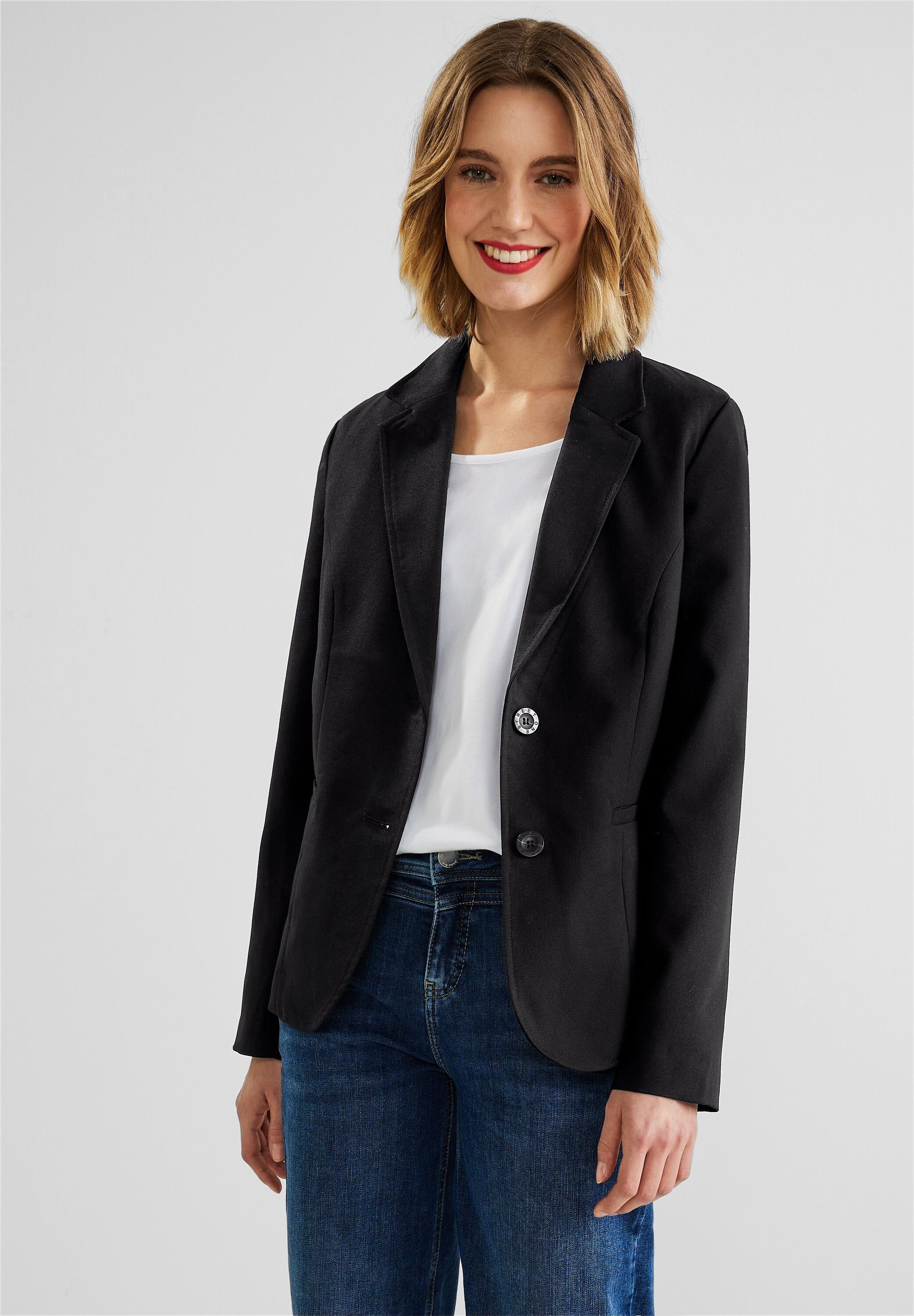 Jackenblazer Street One Twill Blazer in Unifarbe in Black