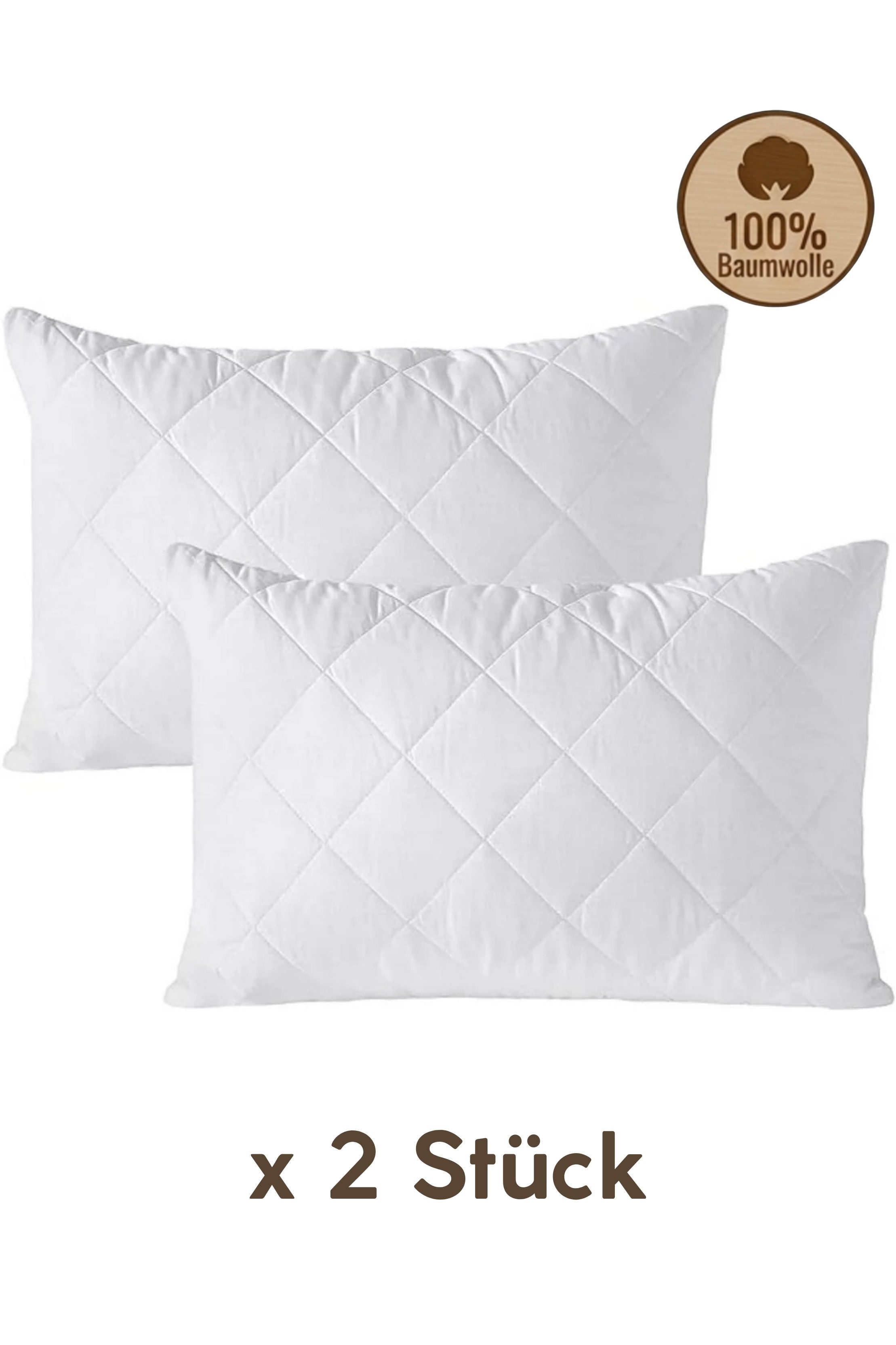 Formeya Kissenbezug Gesteppter Kissenschoner 2er-Pack 100 % Baumwolle 50x70 cm