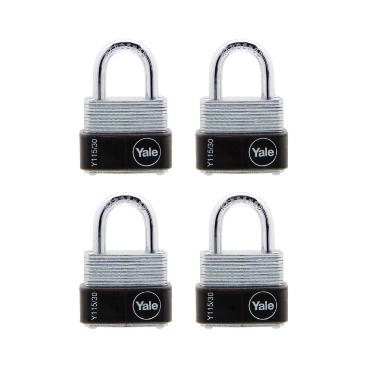 Yale Vorhängeschloss Yale Vorhängeschloss 31 mm aus laminiertem Stahl 4er Set 3 Schlüssel, Vorhangschloss Koffer Schloss mit