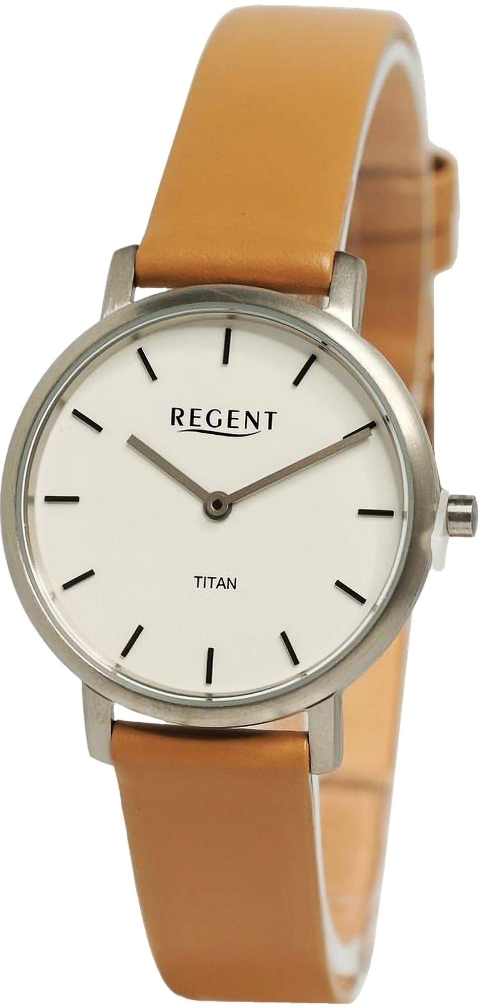 Regent Quarzuhr Regent Damen Armbanduhr Analog, (Analoguhr), Damen Armbanduhr rund, extra groß (ca. 31mm), Lederarmband