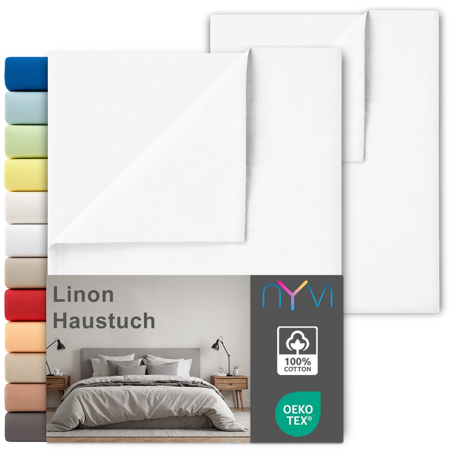 NYVI Betttuch Linon Deluxe Bettlaken ohne Gummizug aus 100% atmungsaktiver günstig online kaufen