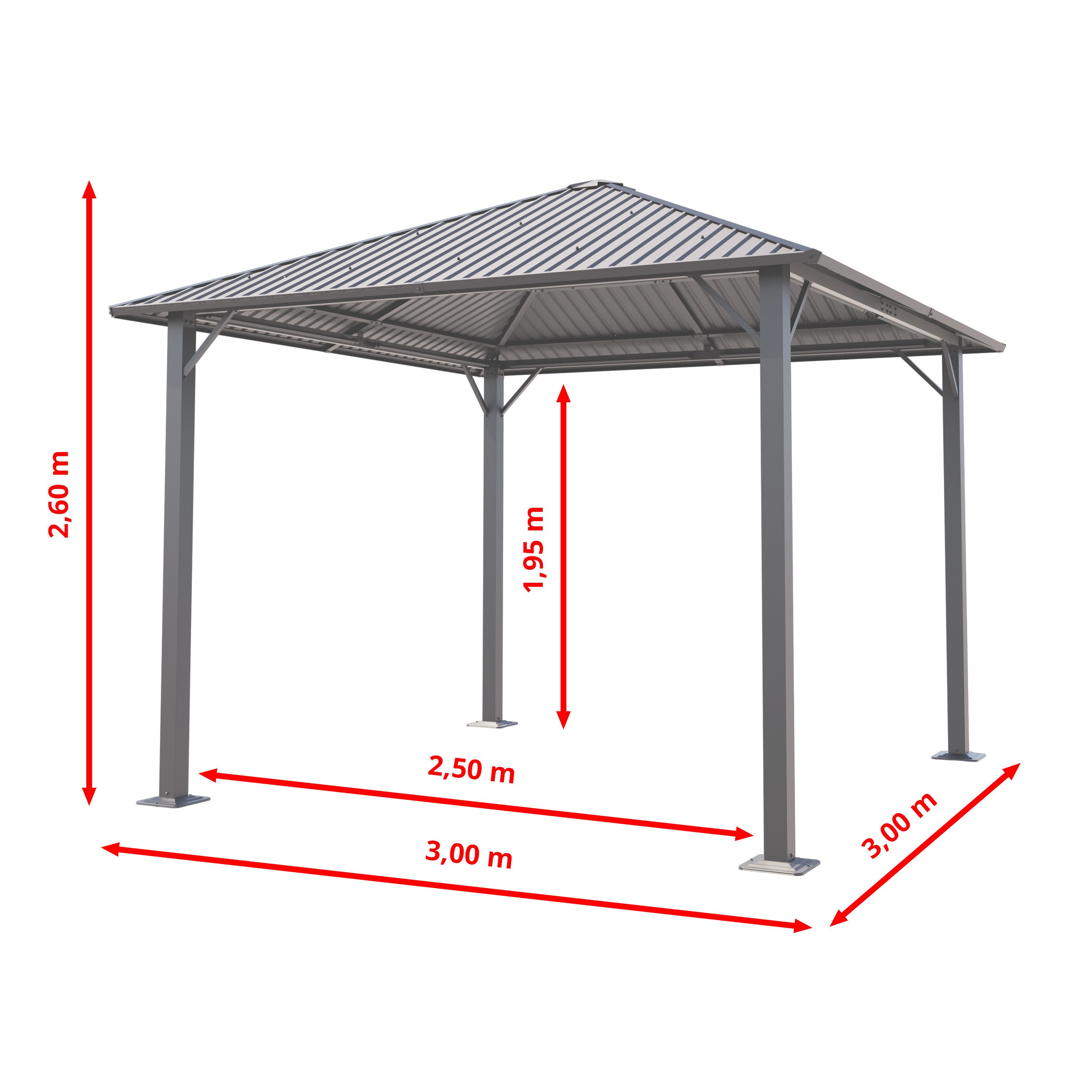 TOOLPORT Pavillon Gartenpavillon 3x3 m Moonlight Superior grau, mit 4 Seite günstig online kaufen