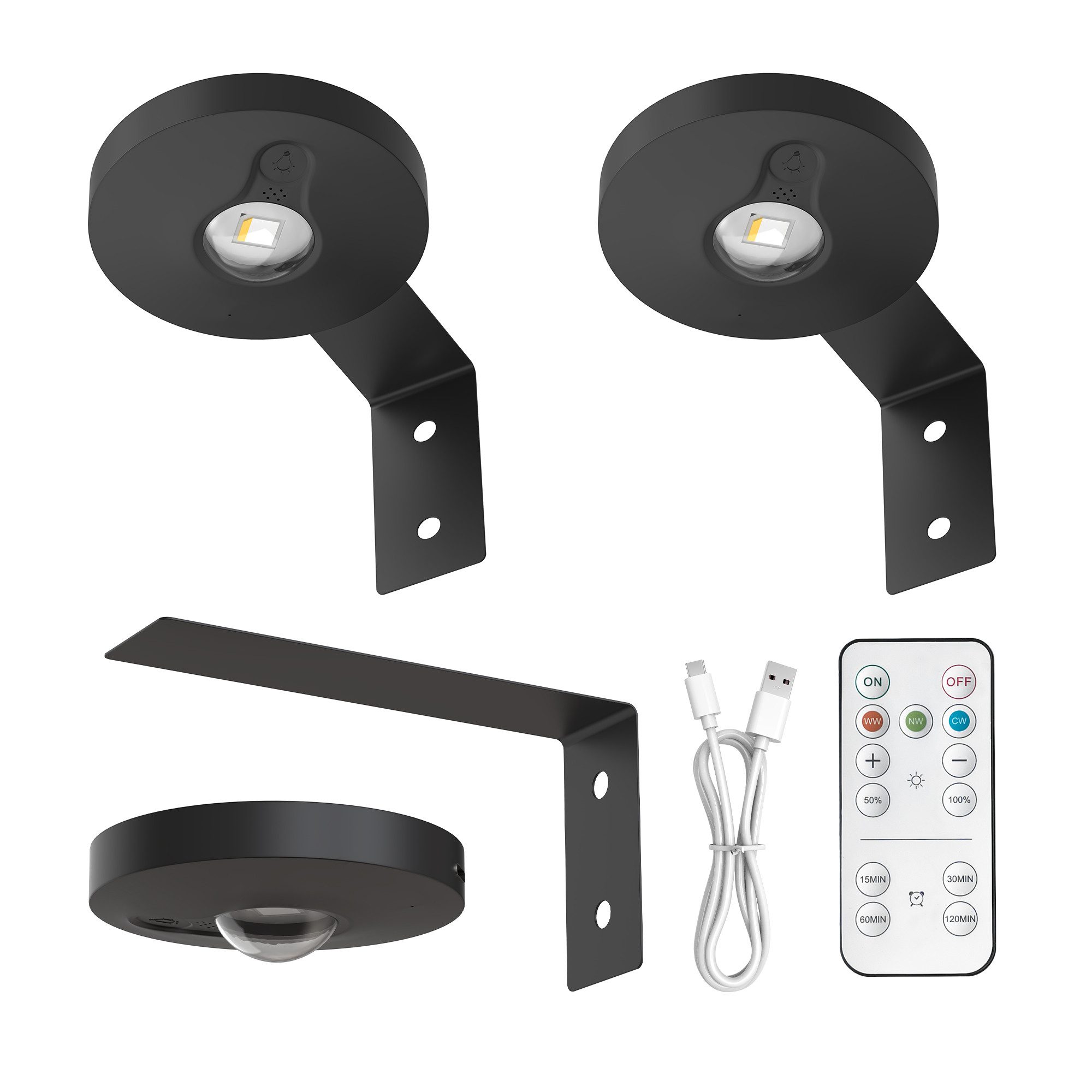 LOHAS-LED LED Bilderleuchte 3er Set Mini Katzenauge LED Wandlampen kabellos mit Fernbedienung, LED fest integriert, Warmweiß, Tageslicht, Kaltweiß, 0,6W 1200mAh Akku dimmbar, montierbar ohne Bohren