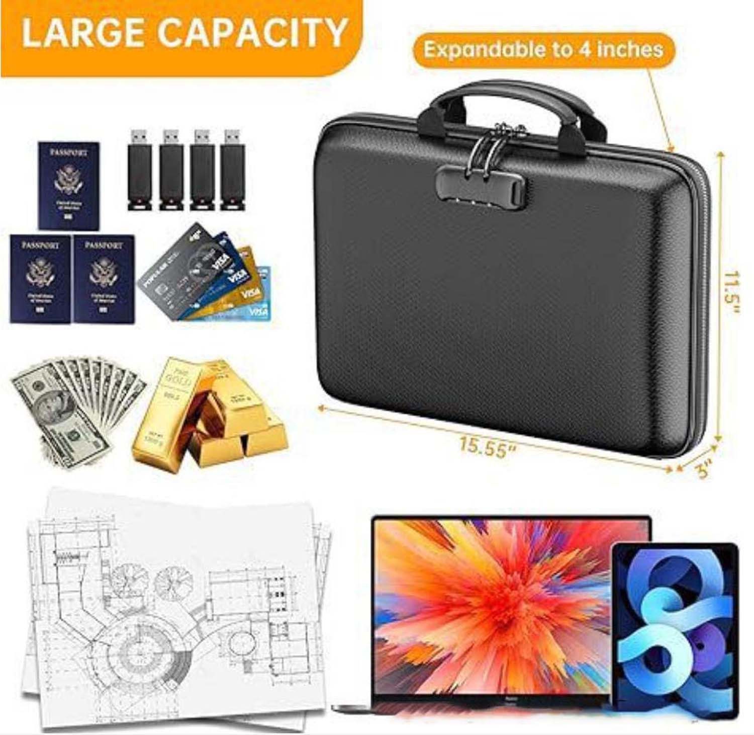 trends for living Dokumententasche Eva feuerfeste tragbare Dokumen/Aktentasche wasserdicht feuerfest