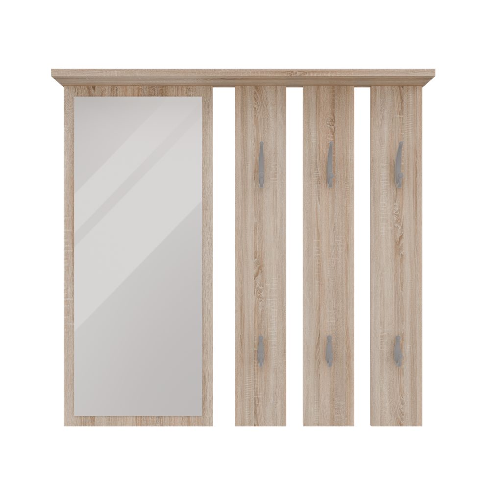 Raumhirsch Furniture Wandgarderobe mit Spiegel, Garderoben-Set, Flurgarderobe (Maße 85 x 15 x 82 cm, 6 Haken), verschiedene Farbvarianten, Hochwertig & stabil
