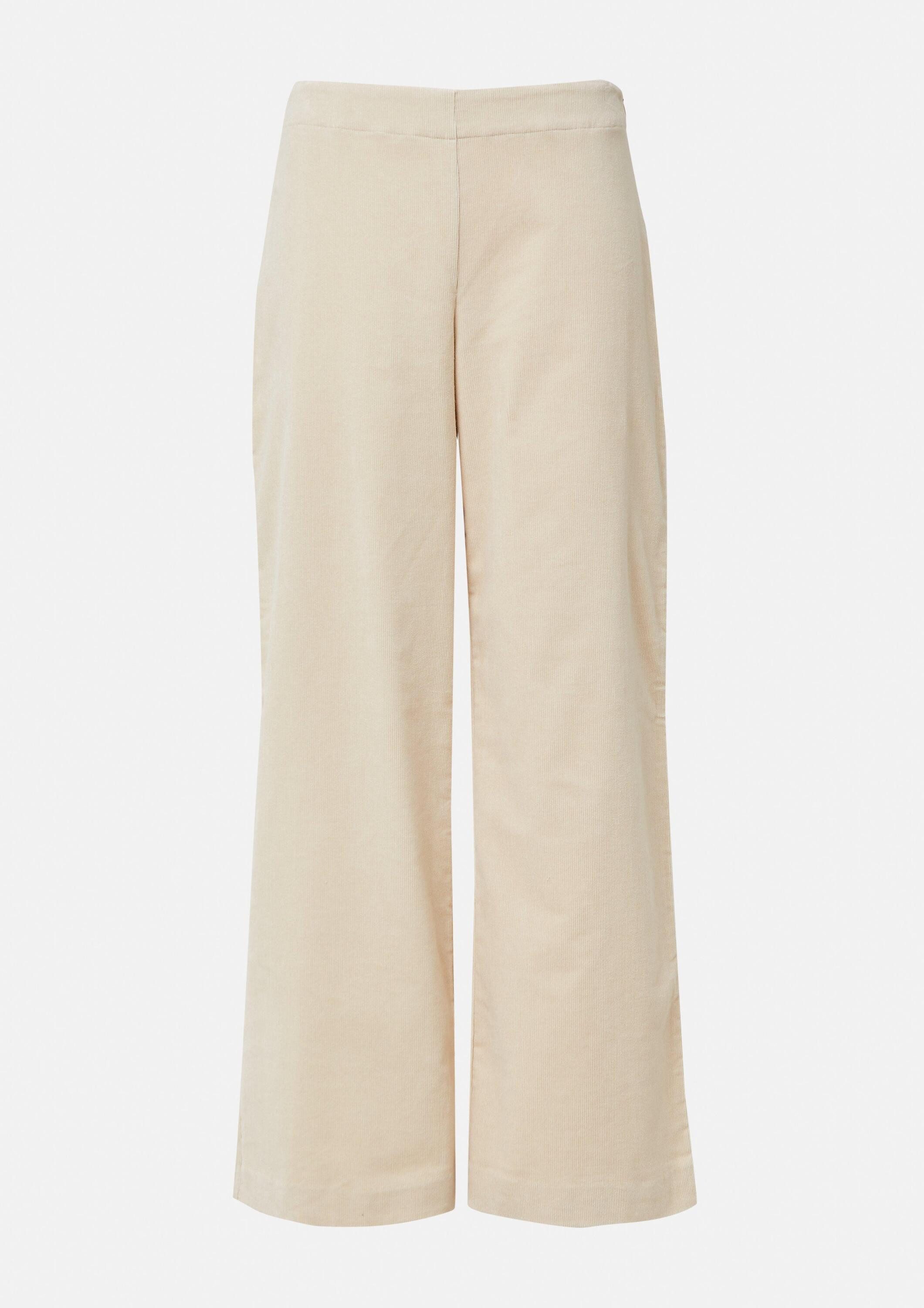 comma Chinos Hose Verkürzte Wide-Leg-Hose aus Cord im Relaxed Fit