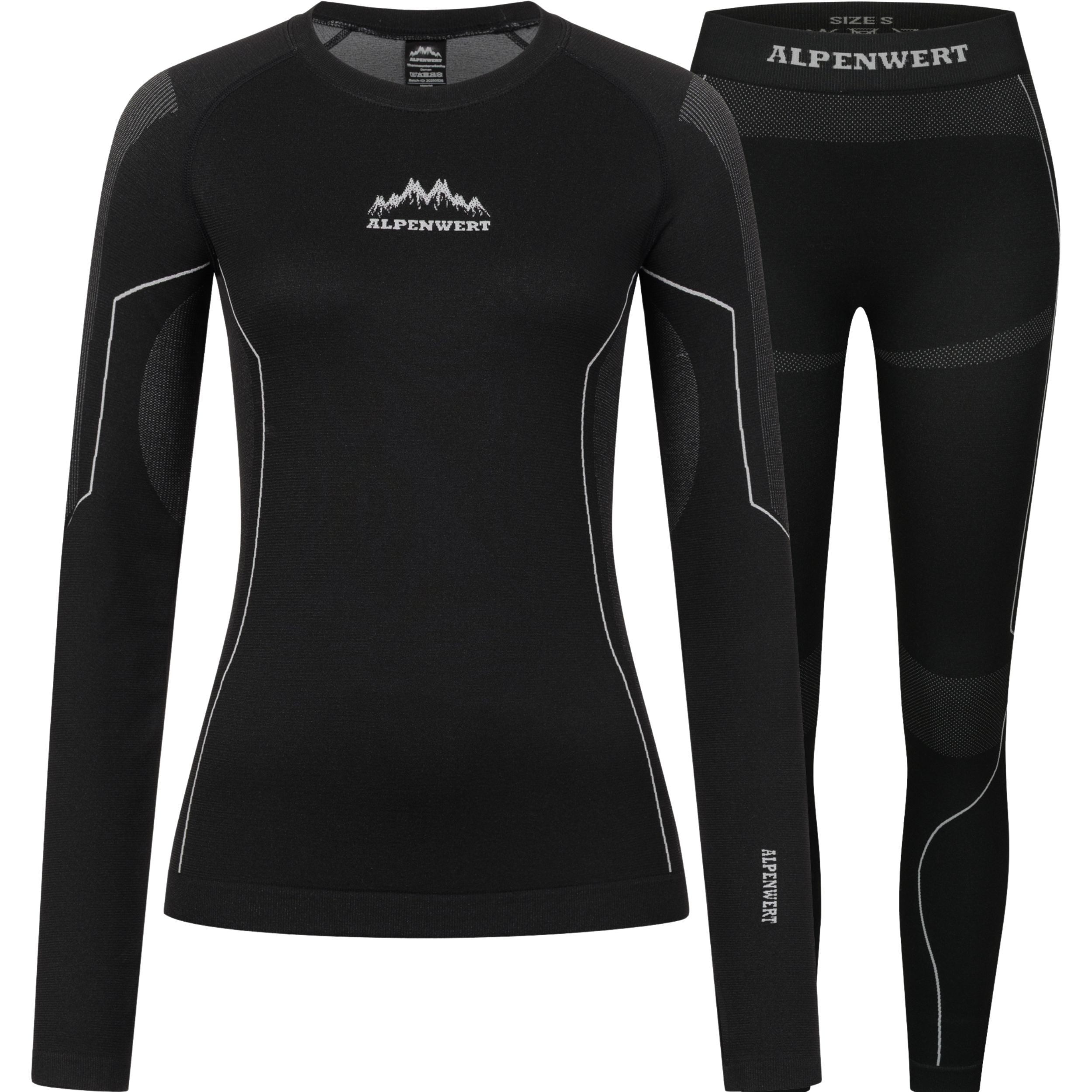 Alpenwert Thermounterhemd Thermounterwäsche Set Damen – mit Daumenloch wärmend & atmungsaktiv (Set, 1) ideal für Wintersportaktivitäten, atmungsaktiv mit Daumenloch
