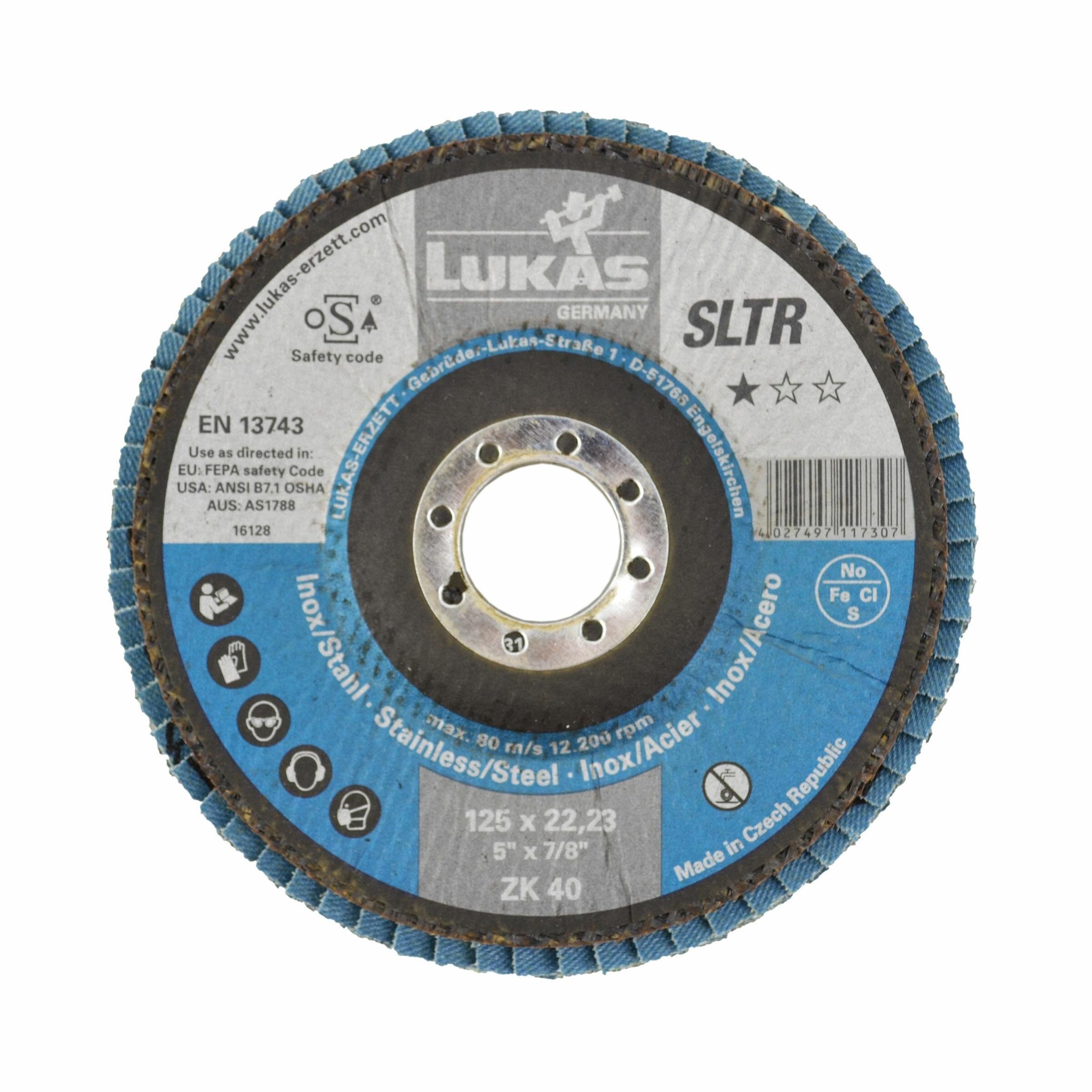 LUKAS-ERZETT Schleifscheibe LUKAS-ERZETT Faecherscheibe 125 mm P40 SLTR INOX Zirkon