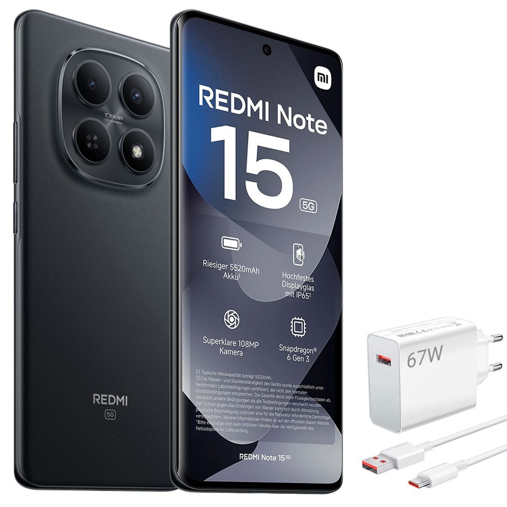 Redmi Note 15 5G 8+256GB Smartphone & 67W HyperCharge Handy