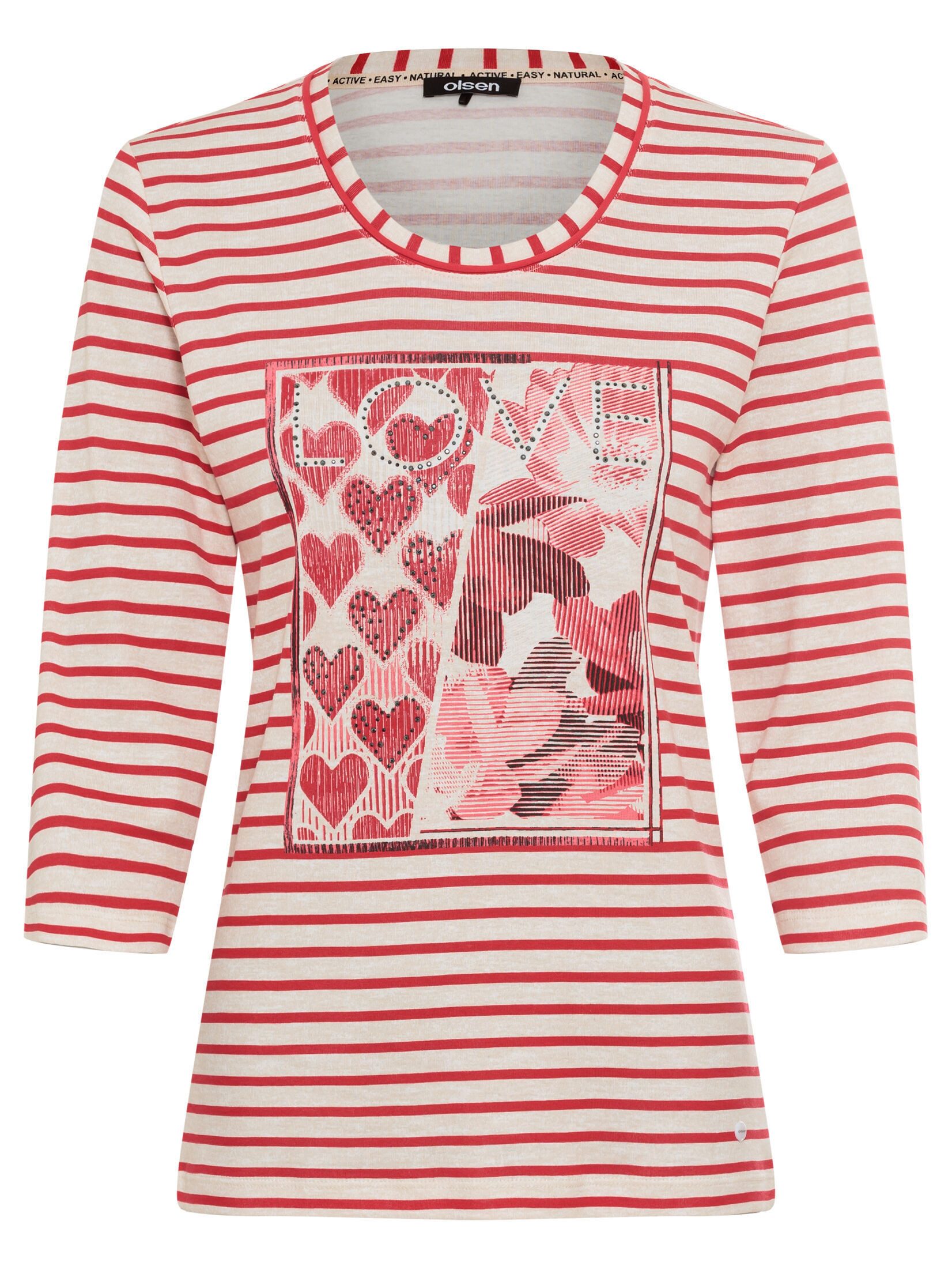 Olsen Rundhalsshirt (1-tlg) mit dekorativen Steinen günstig online kaufen