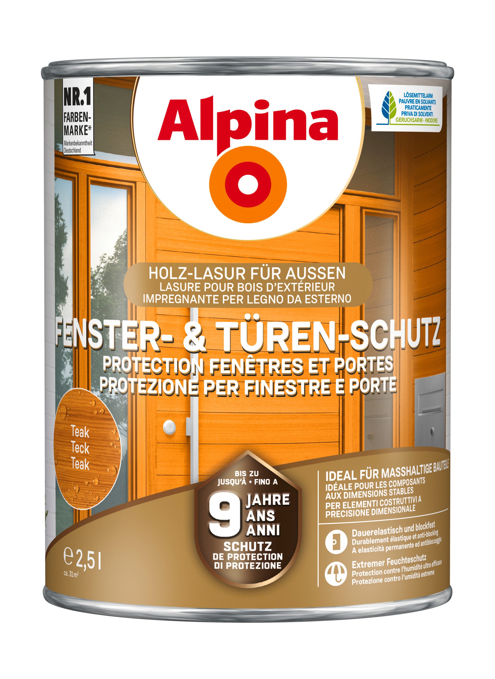 Alpina Lasur Fenster- und Türen-Schutz 2,5 Liter seidenmatt