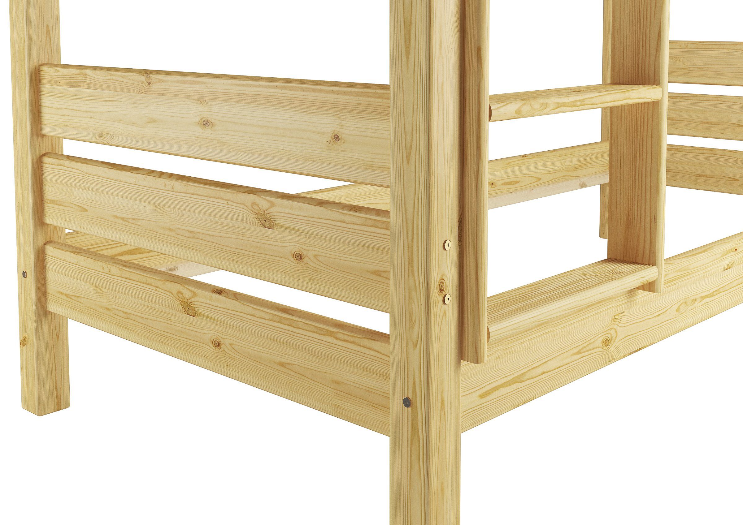 ERST-HOLZ Bettgestell Etagenbett Nische 100 Teilbar Kiefer Massiv 90x220 cm cm, Kiefer farblos lackiert