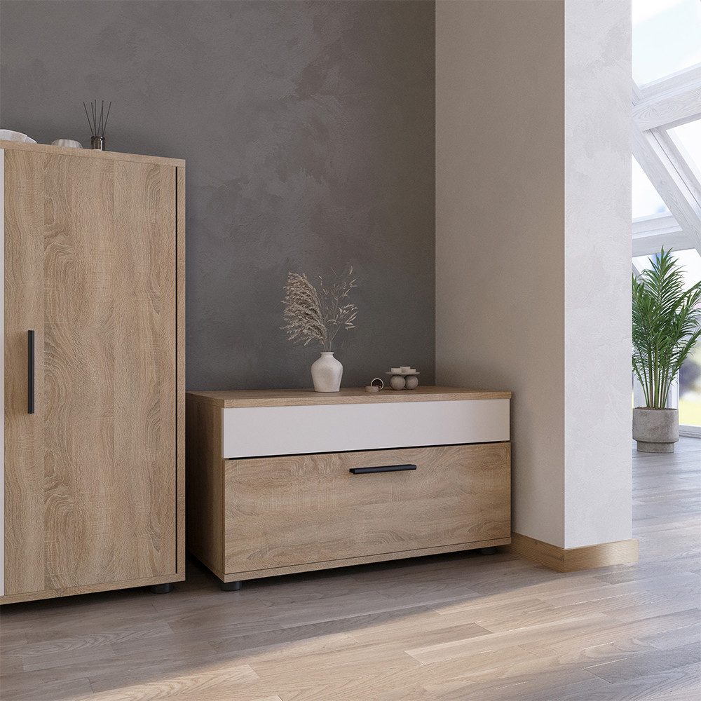 Vicco Bücherregal Berno, Sonoma/Weiß, 70.8 x 38.9 cm mit Klapptür, 1-tlg.