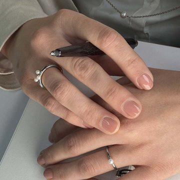 M&M Fingerring Ring dünn mit 3 Perlen Ocean Collection (1-tlg), Süßwasserperlen, deutsche Qualität, inkl. edles Schmucketui