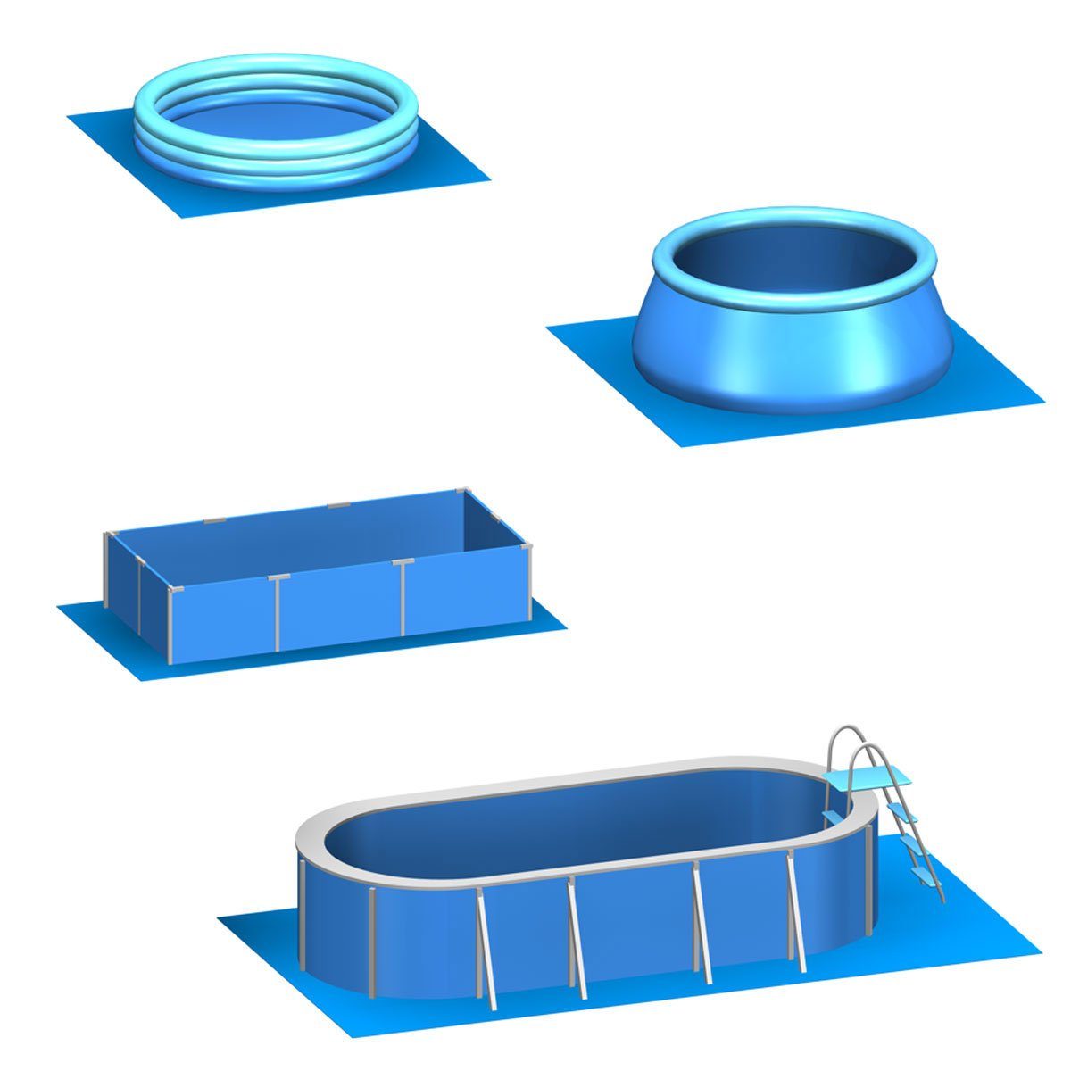 24 Set, erweiterbares 50x50 EVA Poolunterlage Pool Stecksystem eyepower Bodenmatte Matten m² 5,6 Blau