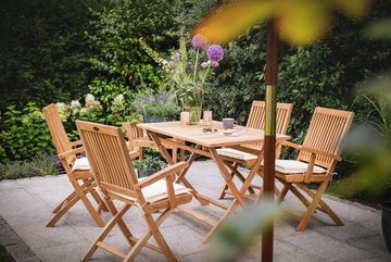 Kai Wiechmann Klapptisch Teak Falttisch 120 x 70 cm als wetterfester Gartentisch aus Teak, klappbarer und unbehandelter Teakholztisch