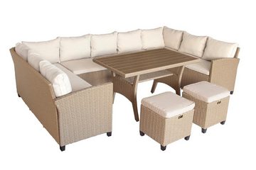 bellavista - Home&Garden® Loungeset Rattan Gartenmöbel Ecklounge Madeira XXL bicolor (braun/beige), (Set, 6-tlg)