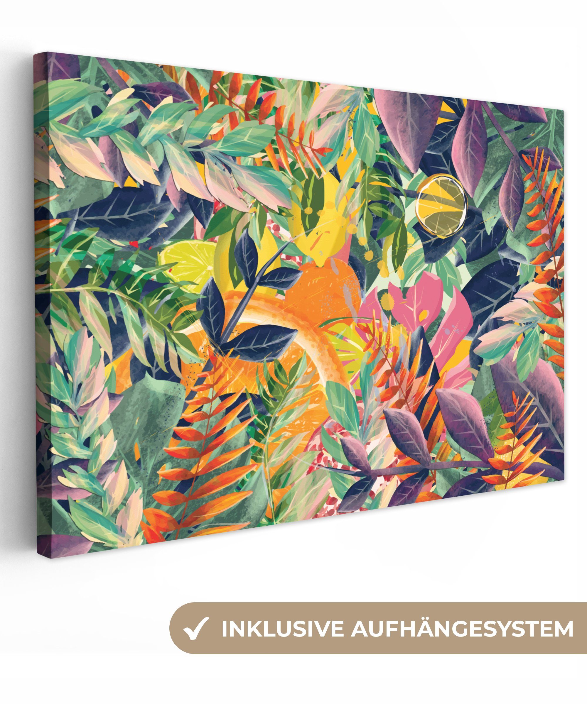 OneMillionCanvasses® Leinwandbild Blumen - Dschungel - Tropisch, (1 St), Wandbild Leinwandbilder, Aufhängefertig, Wanddeko, 30x20 cm
