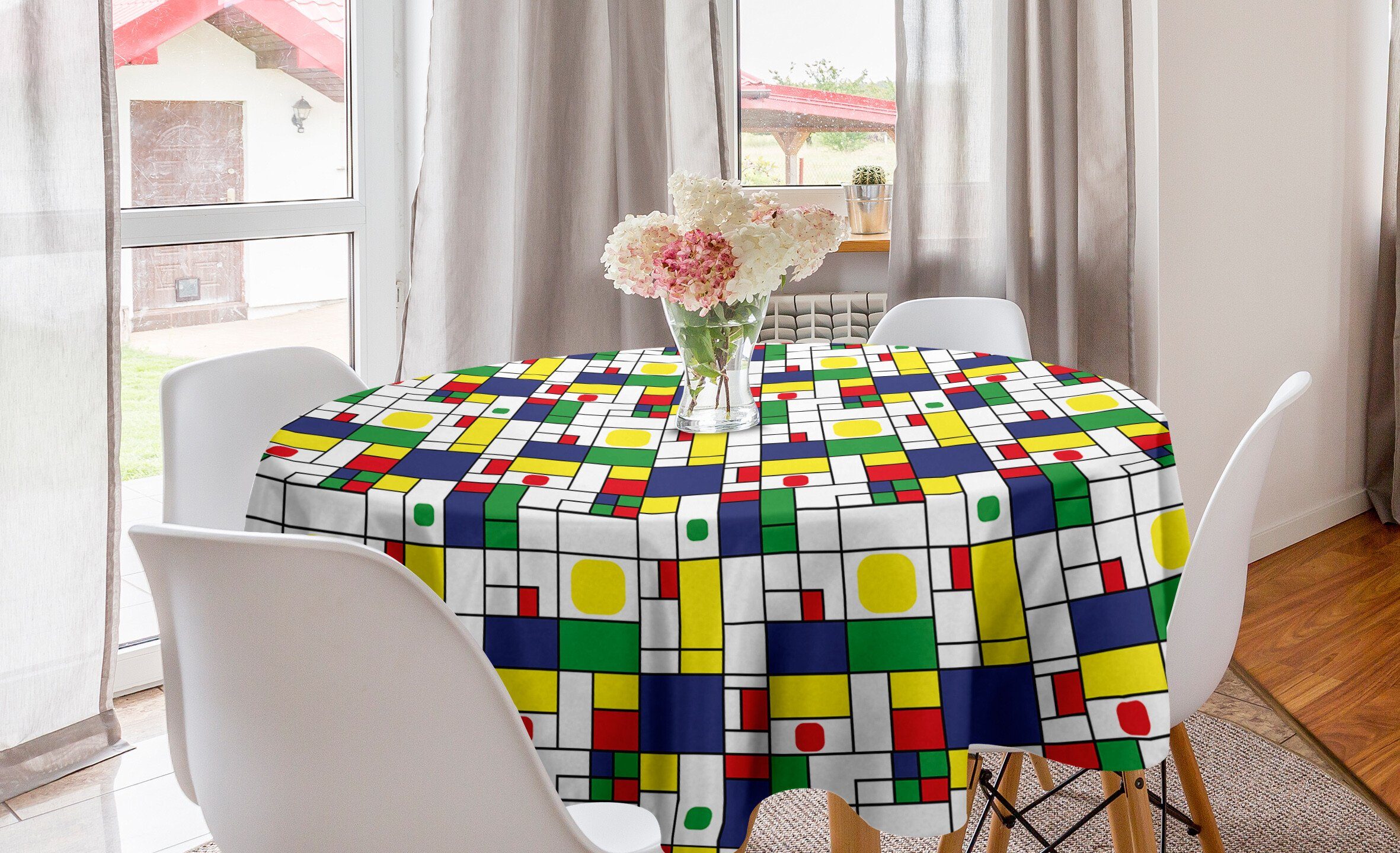Tischdecke Modernes Runden Dekoration, Küche Esszimmer Kreis für Abakuhaus Abdeckung Geometrisch Quadrat Tischdecke