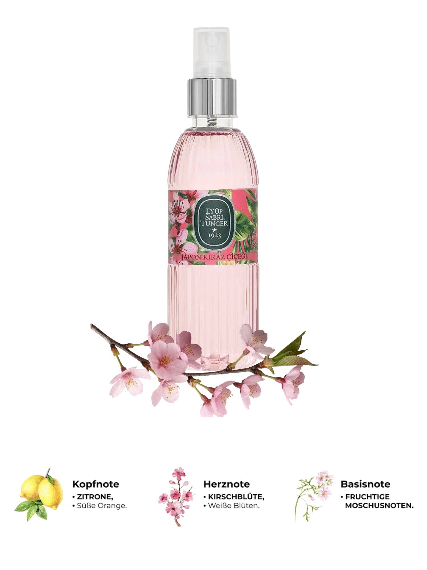 EYÜP SABRI TUNCER Eau de Cologne EST Japanische Kirschblüte Kölnisch Wasser 150ml & 400ml, Japanische Kirschblüte & erfrischendes Kölnisch Wasser