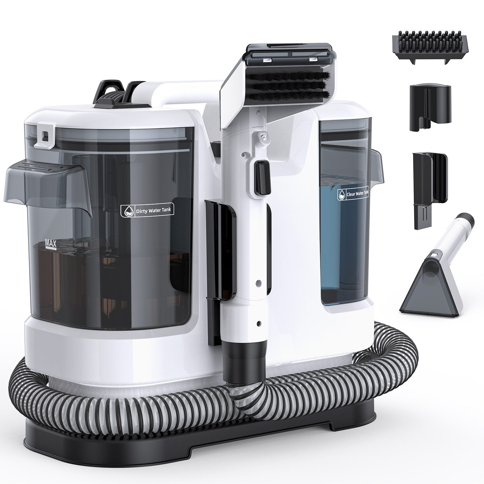 lubluelu Teppichreinigungsgerät Tragbar Polsterreiniger Waschsauger Teppichreiniger Dual Tank 3in1, 450 W, mit 13500pa Saugkraft