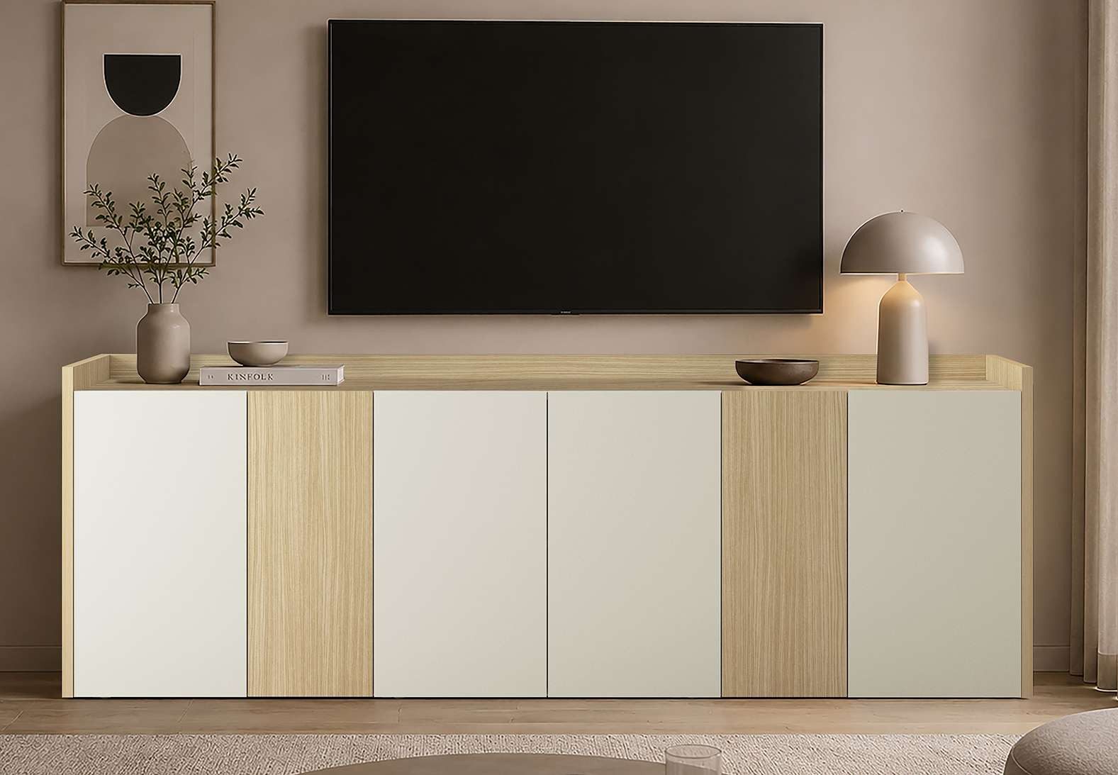 OTTO home Sideboard Sideboard ALTEA, Kommode, Schrank, Kredenz (1 St), Mit 6 Drehtüren, 6 Innenfächer, B.220 cm