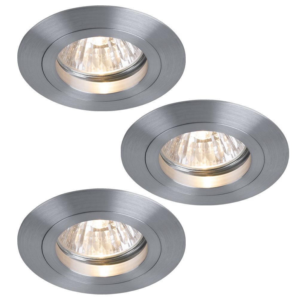 Paulmann Einbauleuchte, Leuchtmittel nicht inklusive, 3er Set Einbau Spot Strahler IP44 Alu Lampe 8cm rund Paulmann 925.23