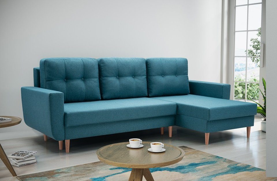 Beautysofa Polsterecke Couch Sofa Ecksofa ONLY, mit Schlaffunktion, mit universelle mane Blau (malmo new 85)