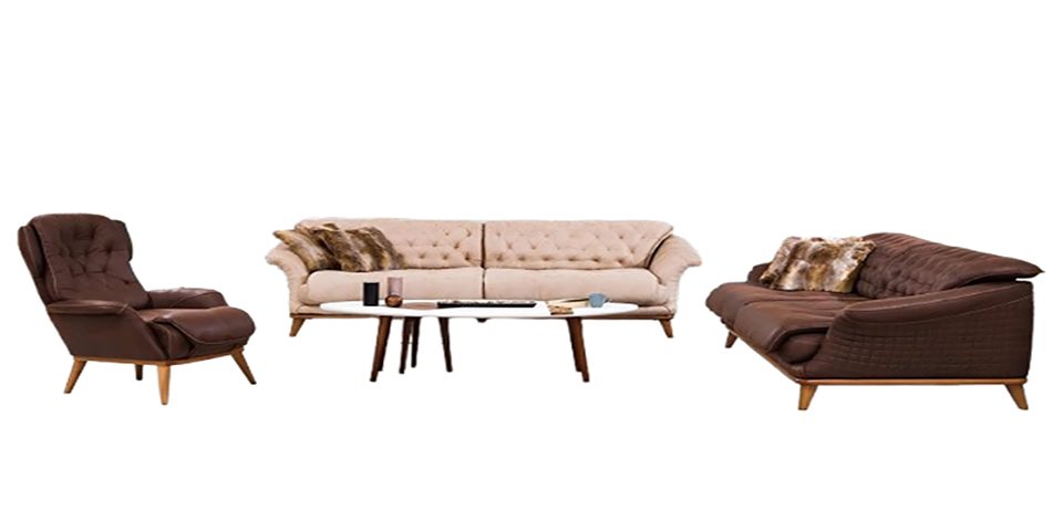 3-Sitzer Luxuriöse moderne Couch mit drei Sitzplätzen in braunem