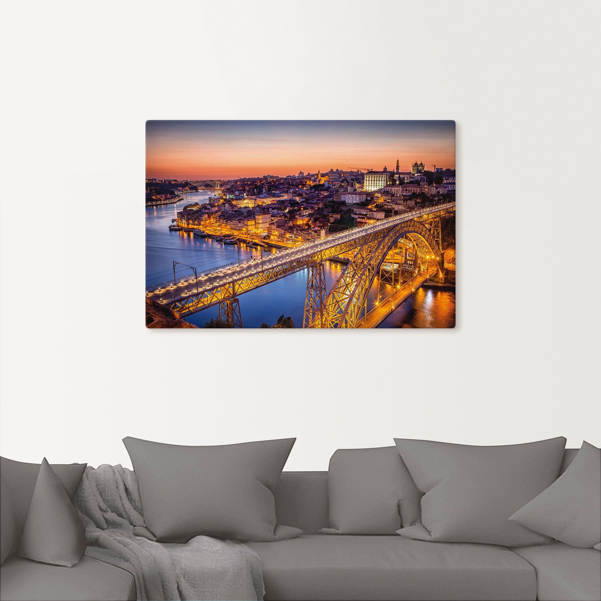 Artland Wandbild »Nachtansicht Porto Eiffelbrücke«, Brücken (1 Stück), in vielen Größen & Produktarten - Alubild / Outdoorbild für den Außenbereich, Leinwandbild, Poster, Wandaufkleber / Wandtattoo auch für Badezimmer geeignet-kaufen