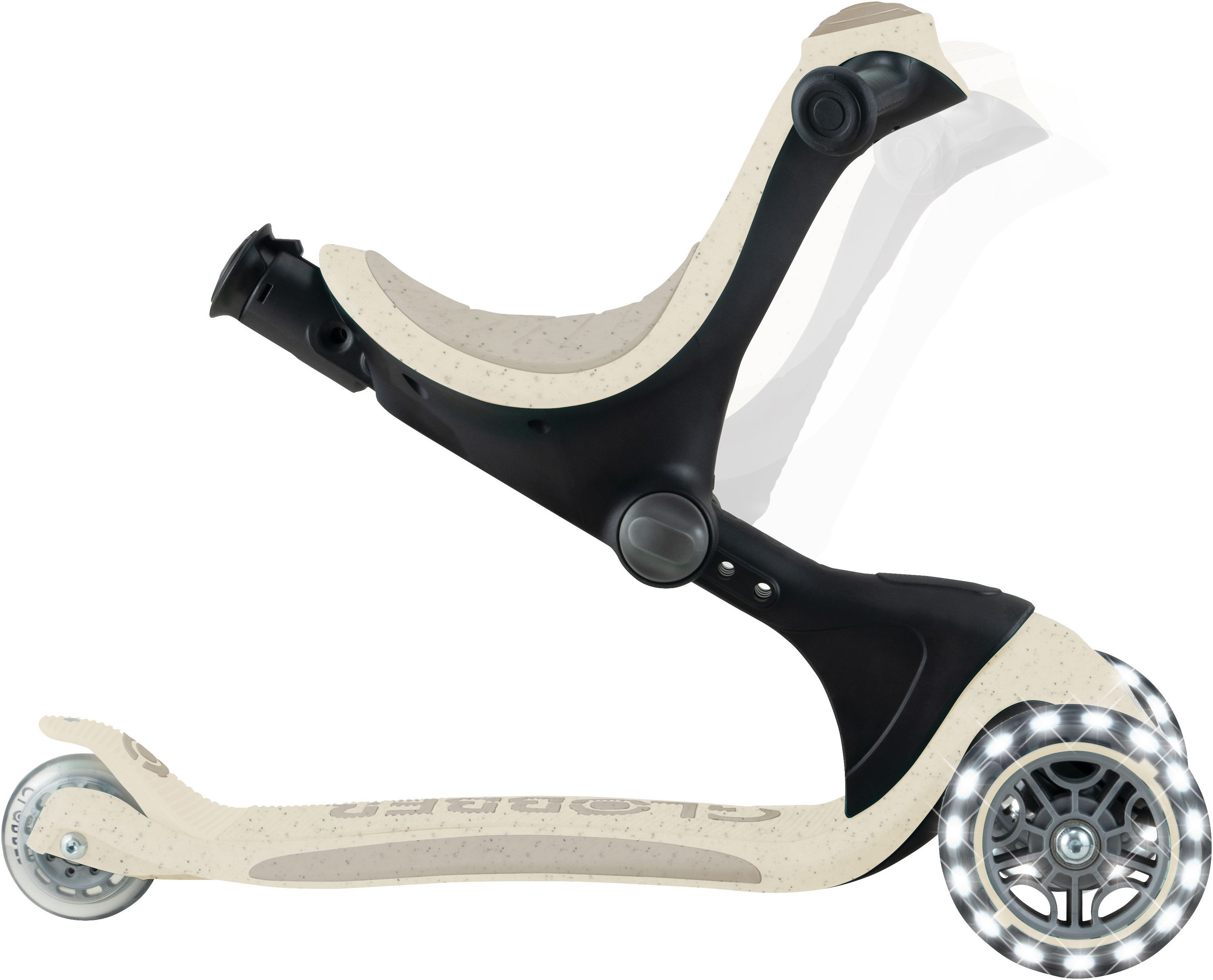 Globber Tretroller GO-UP DELUXE LIGHTS ECO 360, mit Leuchtrollen, Aufsitzrad mit Schubstange, Laufrad und Scooter