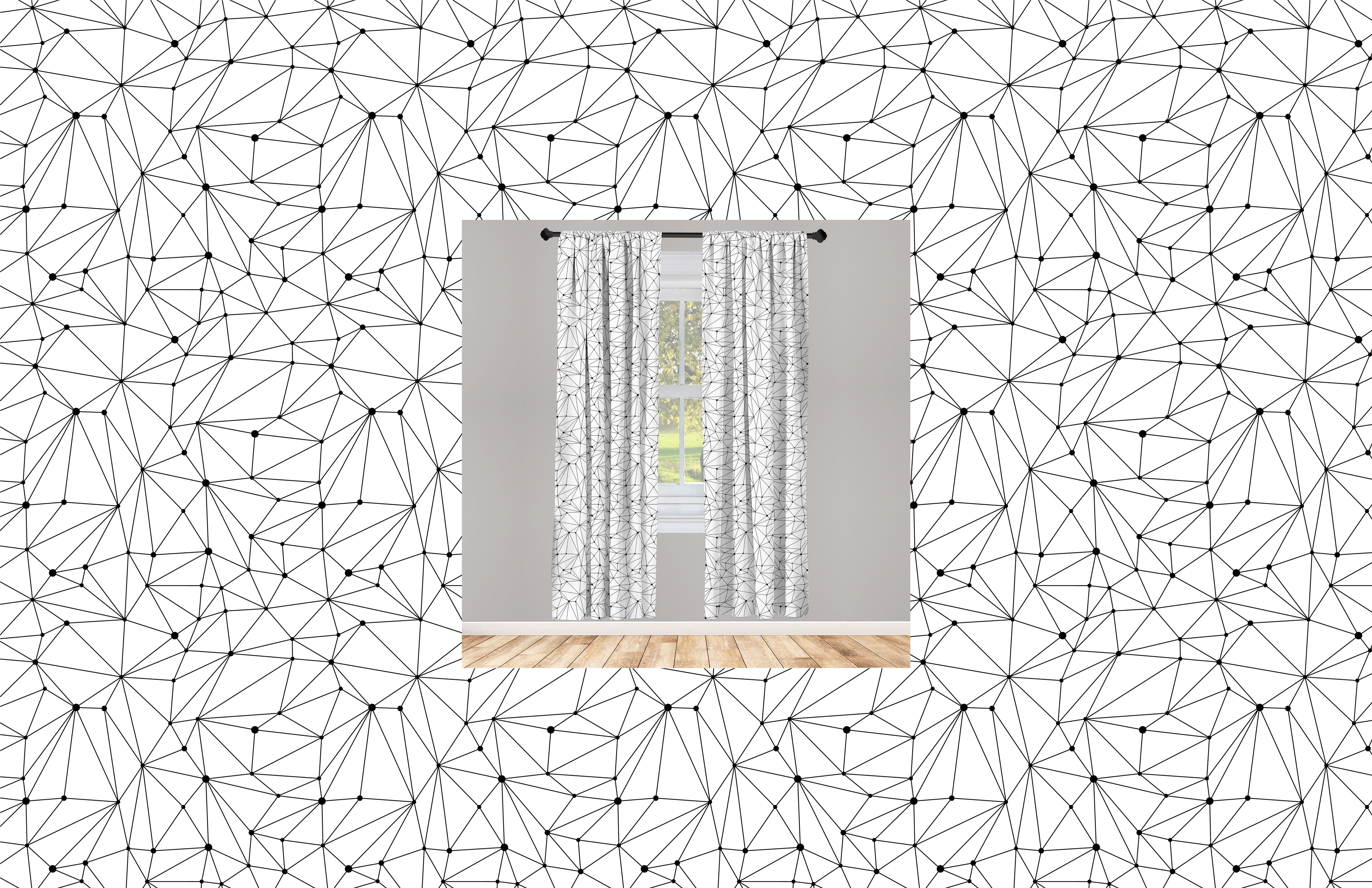Netzlinien Abakuhaus, Vorhang Dot Gardine für Microfaser, Dekor, Modernistic Wohnzimmer Schlafzimmer Weiß