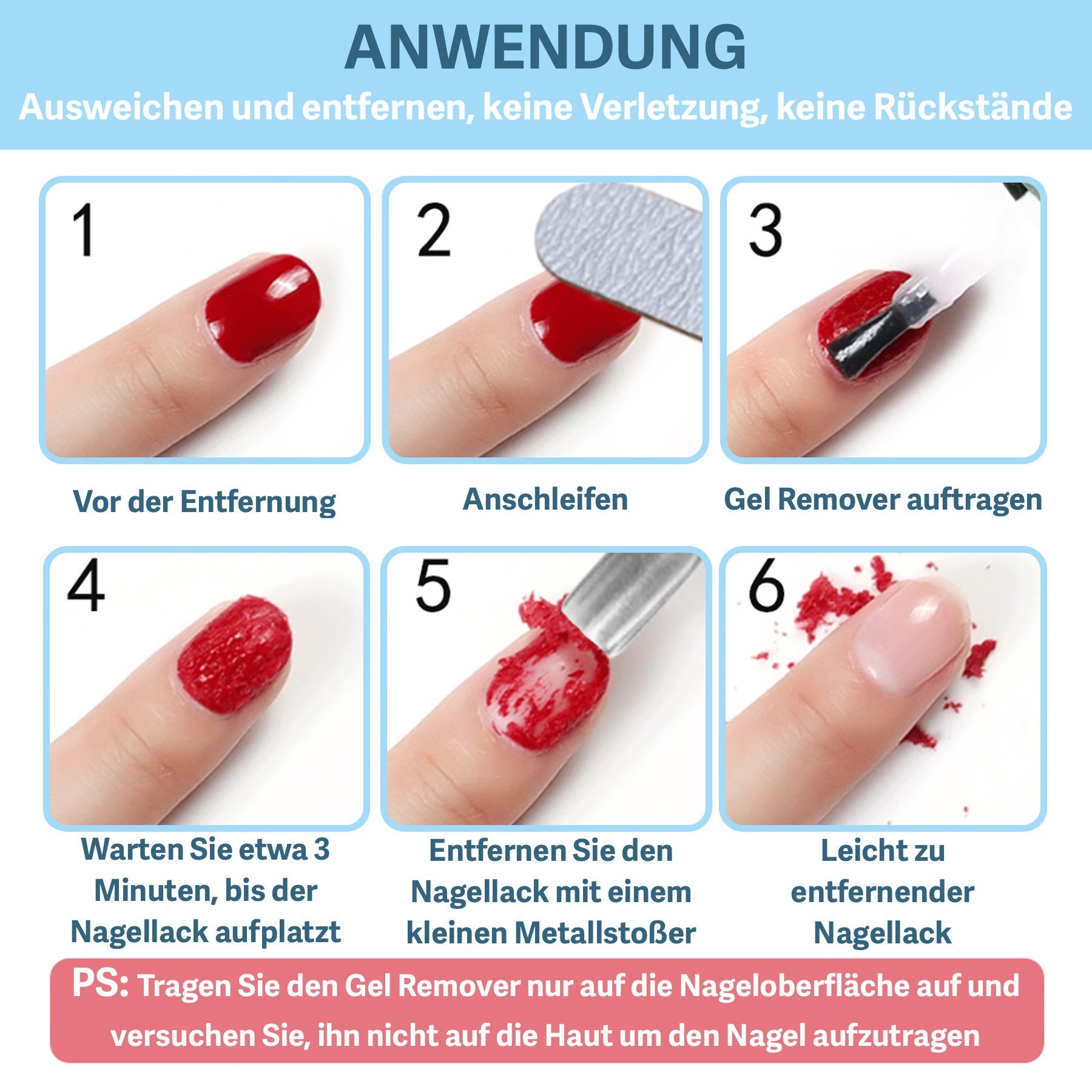 ALIVER Nagellackentferner Remover Gellack Entferner Gel Nail Polish Aliver, 1-tlg. – Bild 4 von 5